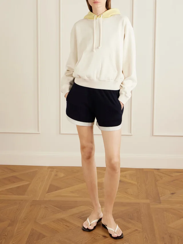 AURALEE Two-tone cotton-jersey hoodie in Beige, photo 2 of 2 from NET-A-PORTER (Canada)