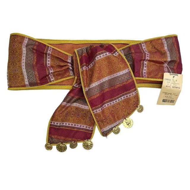Omega Vintage Fabric Wide Bohemian Coin Belt in gold|red from Poshmark