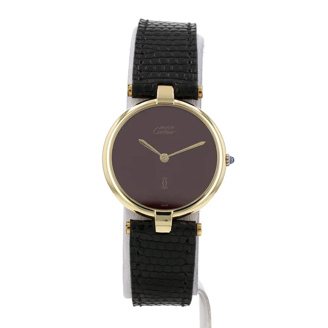 Must Vendôme large-sized watch in vermeil Ref: Cartier - 17 Circa 1990 in Leather from Collector Square, photo 2 of 3