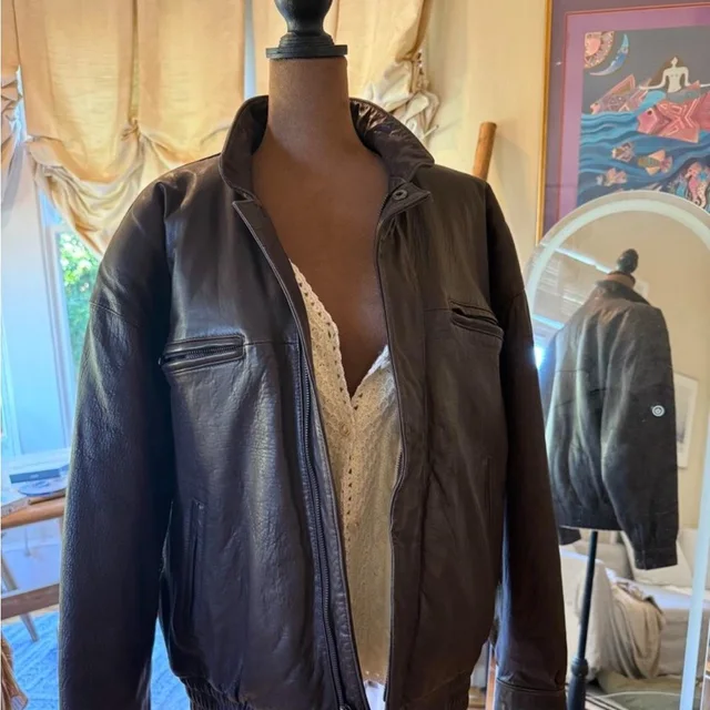 Dior Classic Brown Leather Bomber Jacket in brown|red Leather from Poshmark