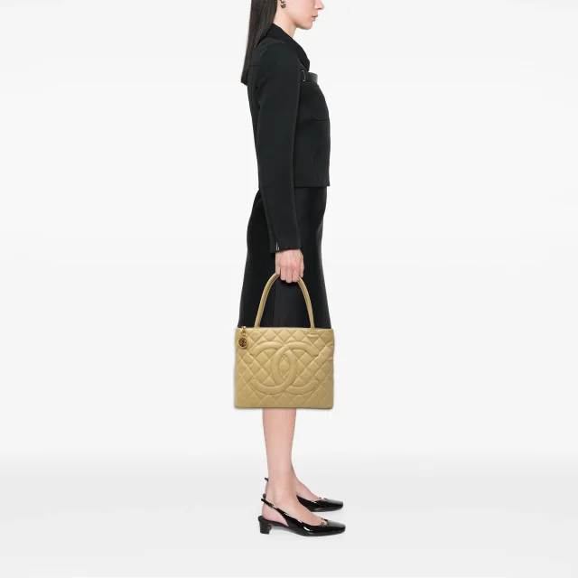 Beige Chanel Caviar Medallion Tote in Beige Caviar leather from Designer Revival, photo 7 of 7
