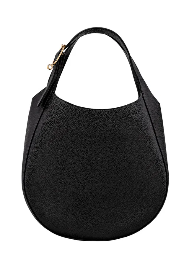 Longchamp Le Foulonné Shoulder Bag — Black Calf Leather in Black Calfskin from HEWI