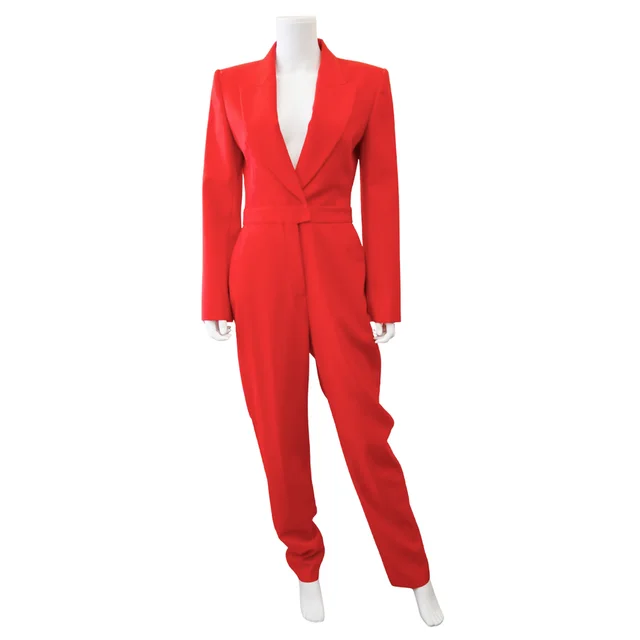 Alexander McQueen Lust Red Cut-Out Wool Blazer Jumpsuit in Red Wool from Clotheshorse Anonymous