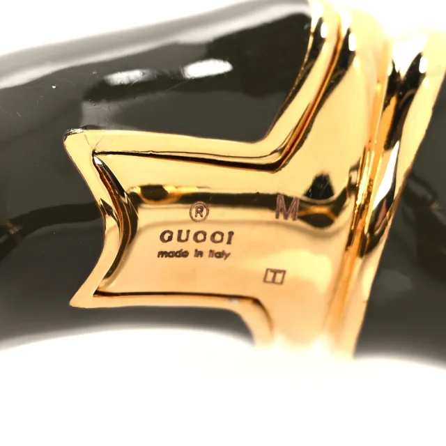 Gucci Brass Enamel Bamboo Cuff Bracelet Gold Grey in Grey from FASHIONPHILE, photo 4 of 4