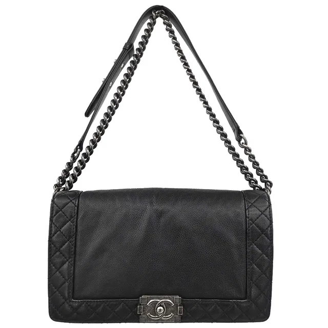 Boy Chanel 2013-2014 Black Lambskin Medium Shoulder Bag in Black Lambskin from AMORE Vintage Tokyo