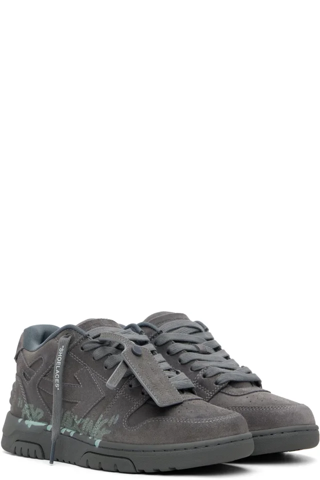 Off-White Gray Out Of Office "For Walking" Suede Sneakers, photo 4 of 5 from SSENSE