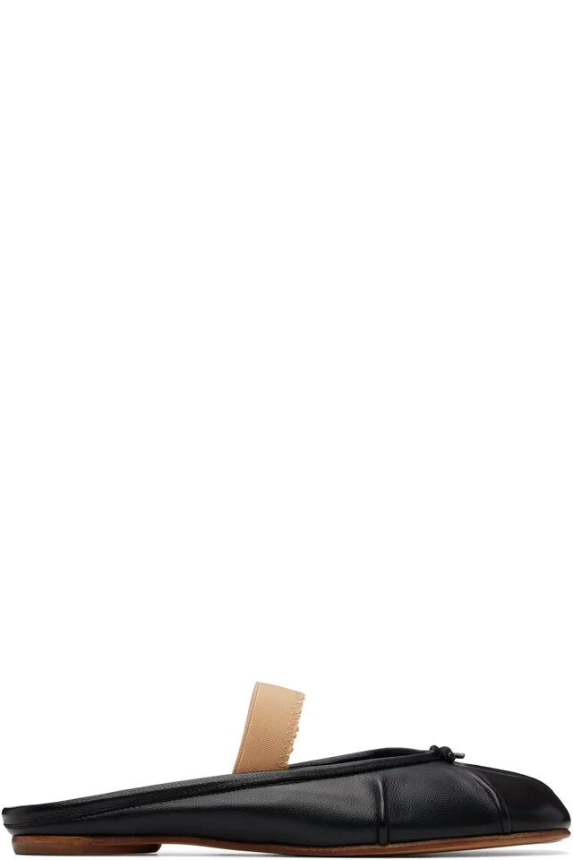 Maison Margiela Black Tabi Elastic Band Mule Flats, image 1 of 1 from SSENSE