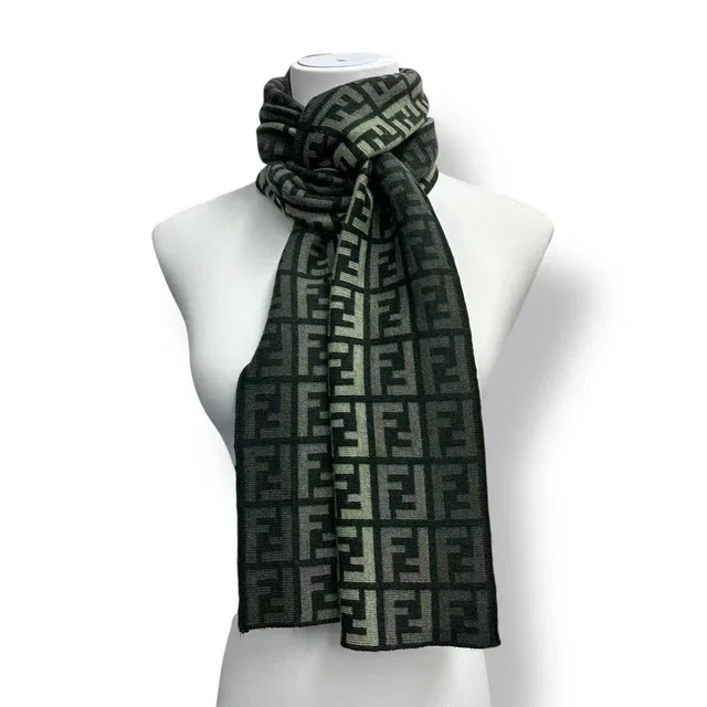 Fendi Scarf Wool Fflogo Green in Green Wool from The Reluxe