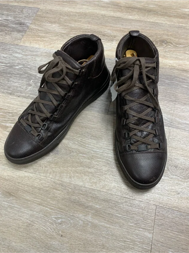 Balenciaga Arena Brown Leather Sneakers Size 45 in brown|red Leather from Poshmark