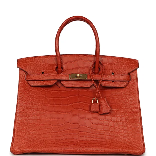 Hermès Birkin 35 Orange Matte Alligator Gold Hardware in Orange Crocodile from Madison Avenue Couture