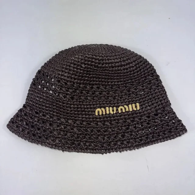 Miu Miu Woven Fabric Hat in Brown in brown|red Woven leather from Grailed
