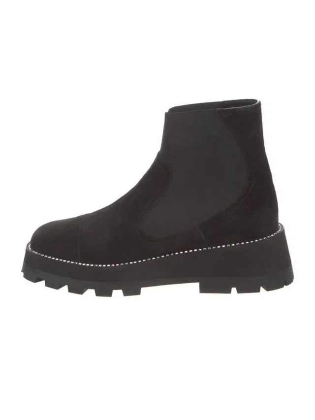 Jimmy Choo Black Suede Platform Chelsea Boot With Silver Stud Detailing in gray|silver|black Suede from Poshmark