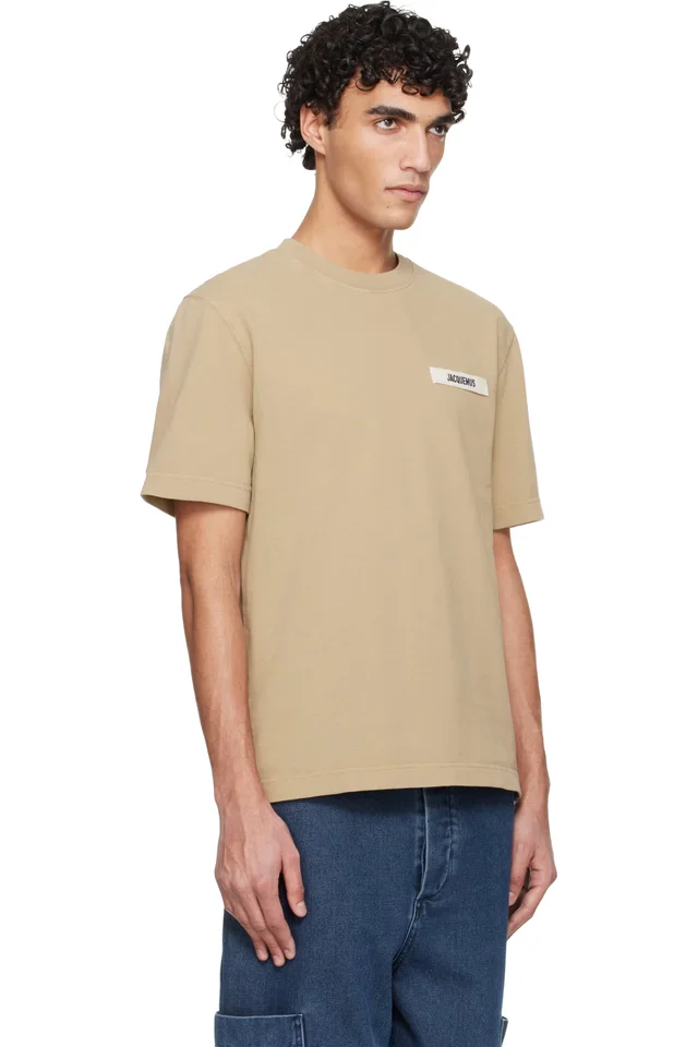 JACQUEMUS Beige 'The Gros Grain' T-shirt, photo 2 of 4 from SSENSE