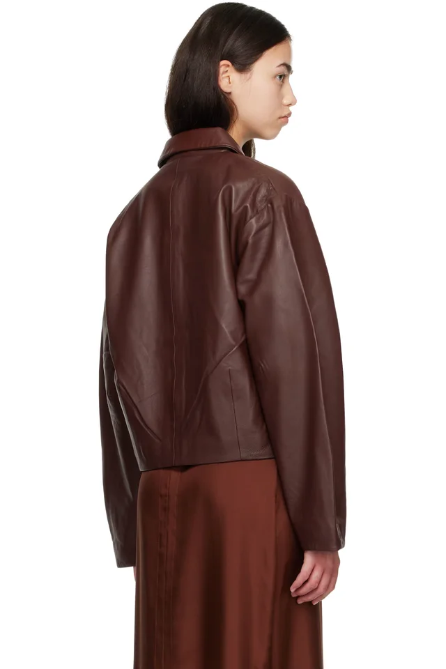 St. Agni Brown Cocoon Leather Jacket, photo 3 of 4 from SSENSE