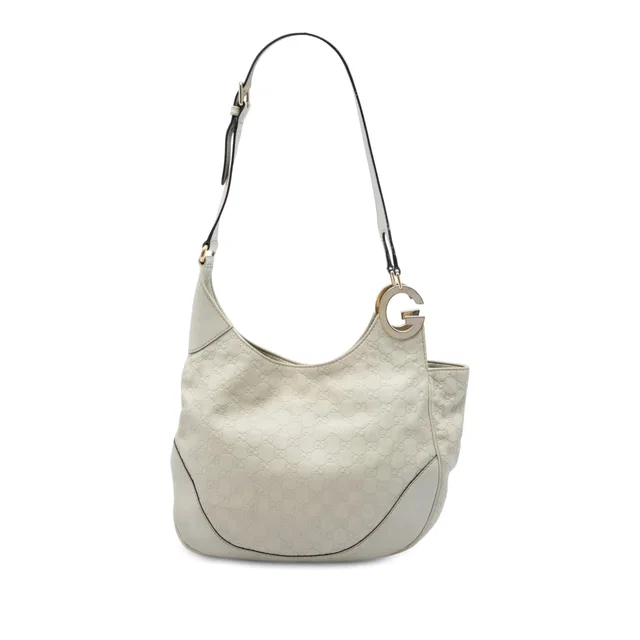 White Gucci Guccissima Charlotte Crossbody in White Leather from Designer Revival