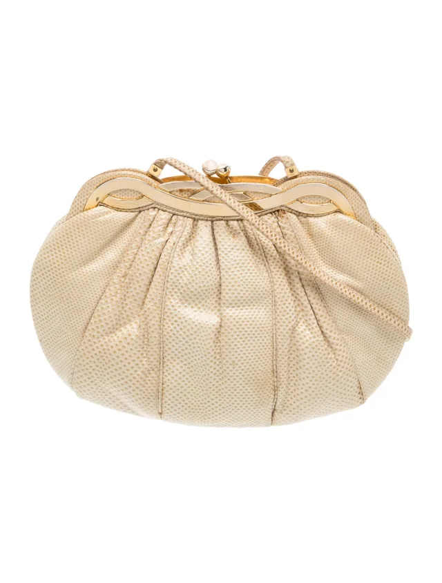 Judith Leiber Snakeskin Evening Bag in green Satin from The RealReal