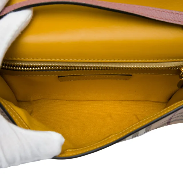 Burberry Haymarket Check Coated Canvas and Calfskin Loxley Crossbody in Beige Calfskin from Designer Revival, photo 4 of 5