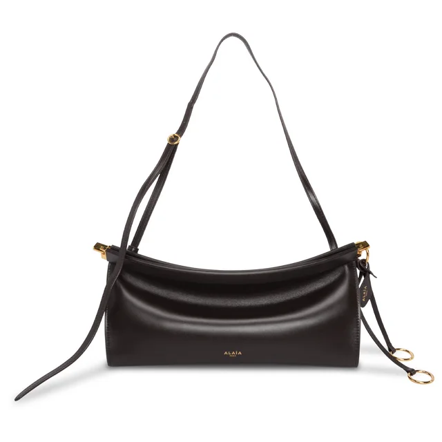 Alaïa Le Click East West Medium Bag in Dark Brown Calfskin from Blue Spinach