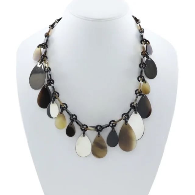 Hermès Teardrop Necklace Buffalo Horn Silver 925 in Brown 925Silver from LuxUness, photo 2 of 6