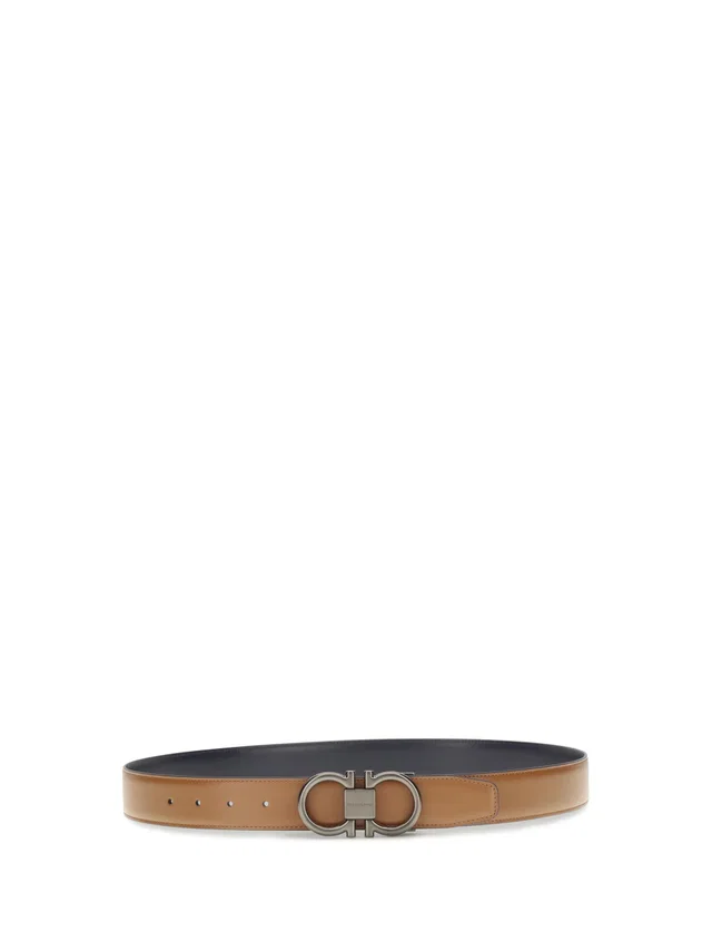 Ferragamo Gancini Belt — Brown Calf Leather in Brown Calfskin from HEWI