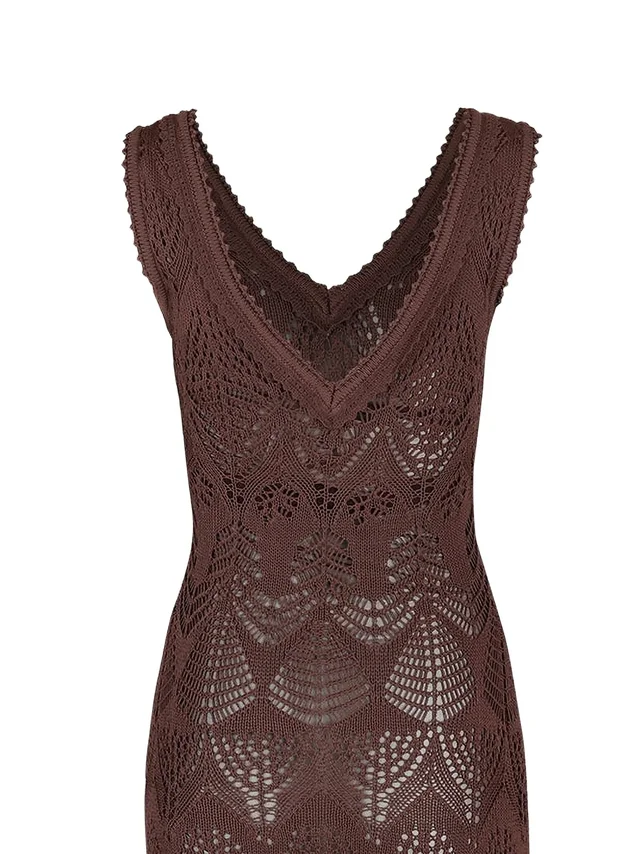 Staud Roan pointelle-knit midi dress, photo 2 of 5 from SENSER