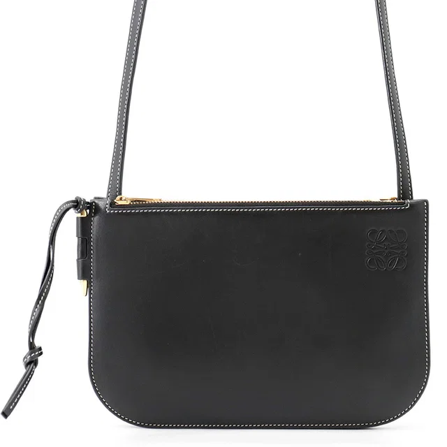 Loewe Gate Double Zip Shoulder Bag Black113.54.Z43 Leather in Leather from GALLERY RARE
