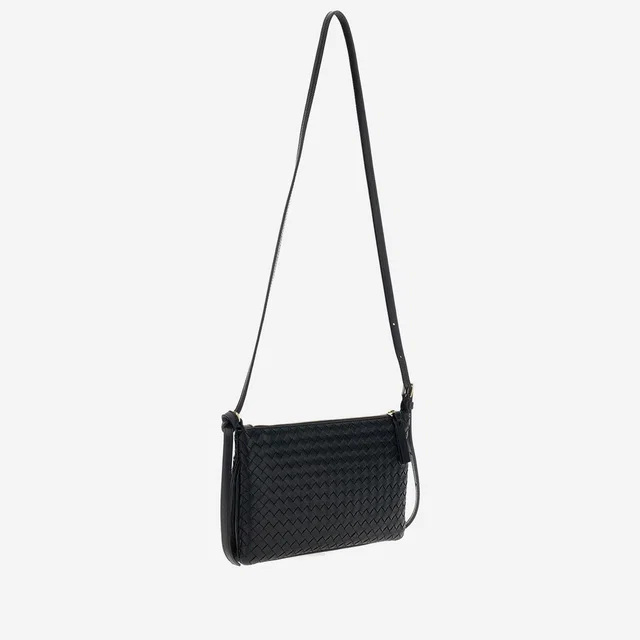 Bottega Veneta Woven Lambskin Shoulder Bag — Black in Black Lambskin from HEWI