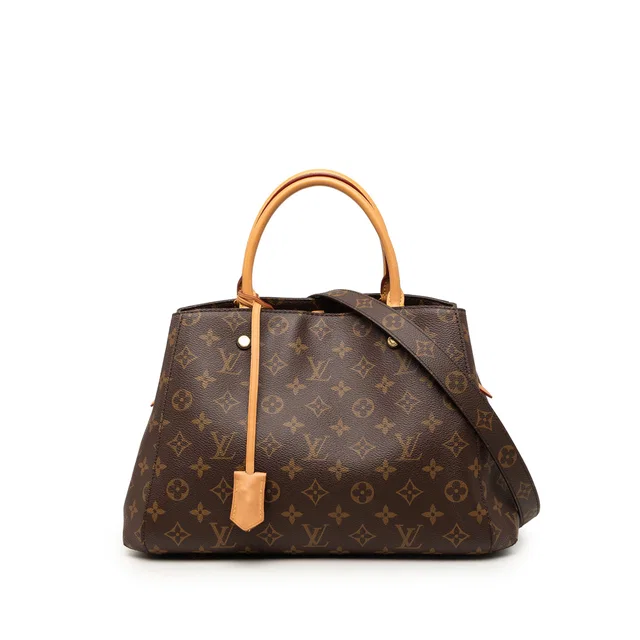 Brown Louis Vuitton Monogram Montaigne MM Satchel in Brown Coated canvas from Designer Revival