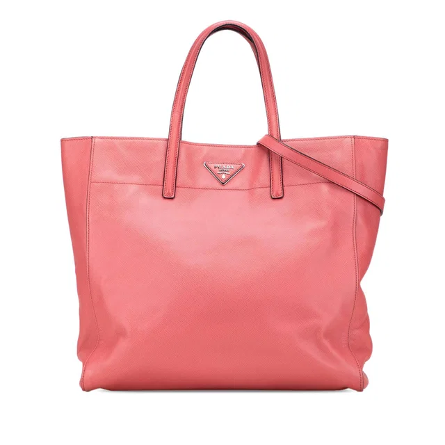 Pink Prada Saffiano Soft Tote Satchel in Pink Saffiano leather from Designer Revival