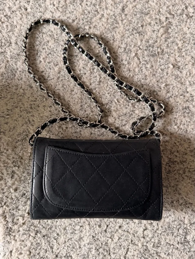 Chanel Quilted Lambskin Mini Wallet-On-Chain With Silver Hardware in black Lambskin from Poshmark, photo 8 of 15