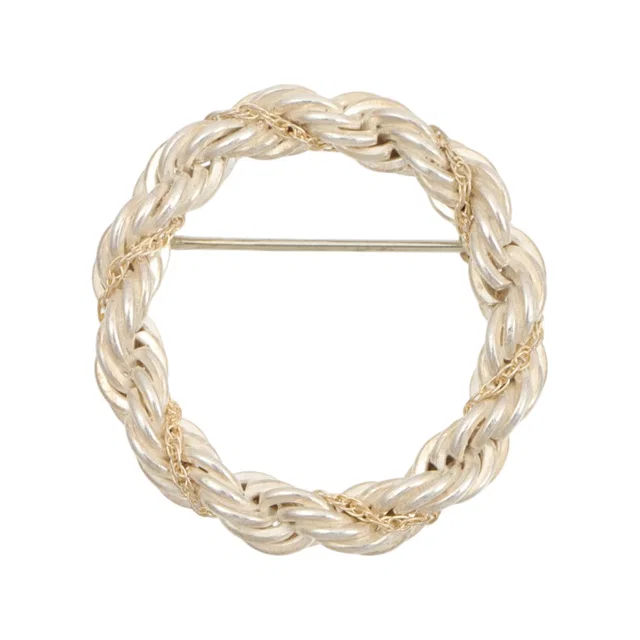 Tiffany & Co. 18K SV925 Combination Twist Circle Brooch Silver/Gold in Gold from VINTAGE QOO TOKYO