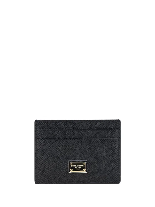 Dolce & Gabbana Textured Calfskin Card Case — Black Calf Leather Bos Taurus Wallet in Black Calfskin from HEWI