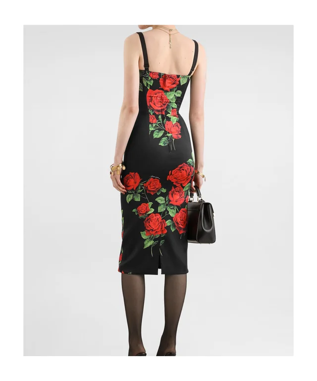 Dolce & Gabbana rose-print satin midi dress, photo 3 of 5 from SENSER