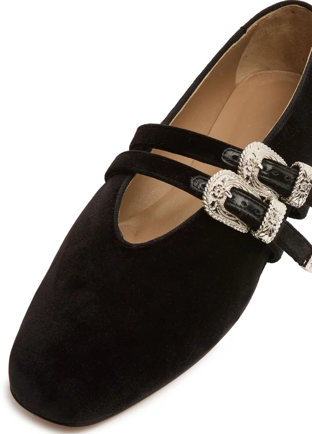 LE MONDE BERYL Claudia ballet flats in Black 100% cotton velvet, photo 7 of 8 from 24S (US)