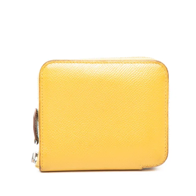 Yellow Hermès Epsom Silk In Compact Wallet in Yellow Epsom leather from Designer Revival