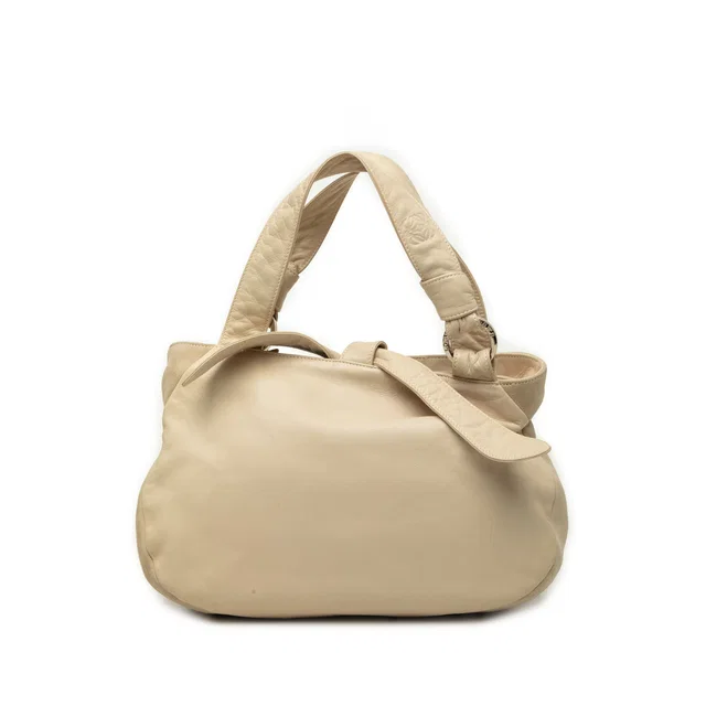 Beige LOEWE Suede Trimmed Soft Nappa Handbag in Beige Nappa leather from Designer Revival
