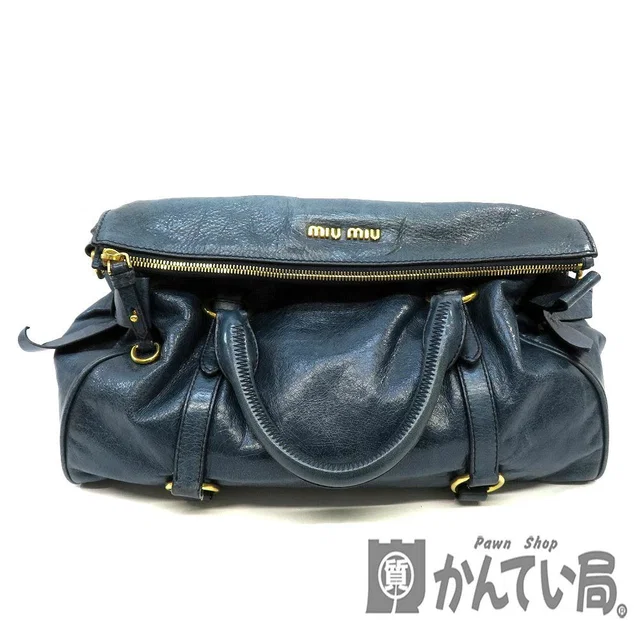 Miu Miu Vitello Lux Leather Bag Blue Ribbon in blue Leather from Poshmark
