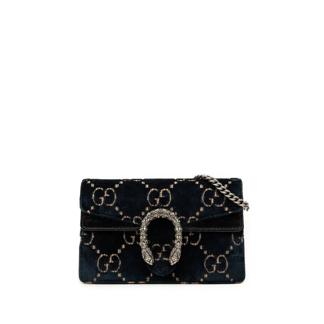 Blue Gucci Mini GG Velvet Dionysus Crossbody in Blue Velvet from Designer Revival