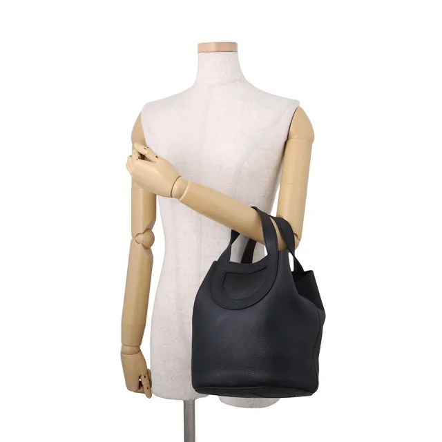 Hermès in-the-loop Tote Bag Black Taurillon Clemence Swift Leather Size 23 in Black Clemence leather from GALLERY RARE, photo 6 of 18
