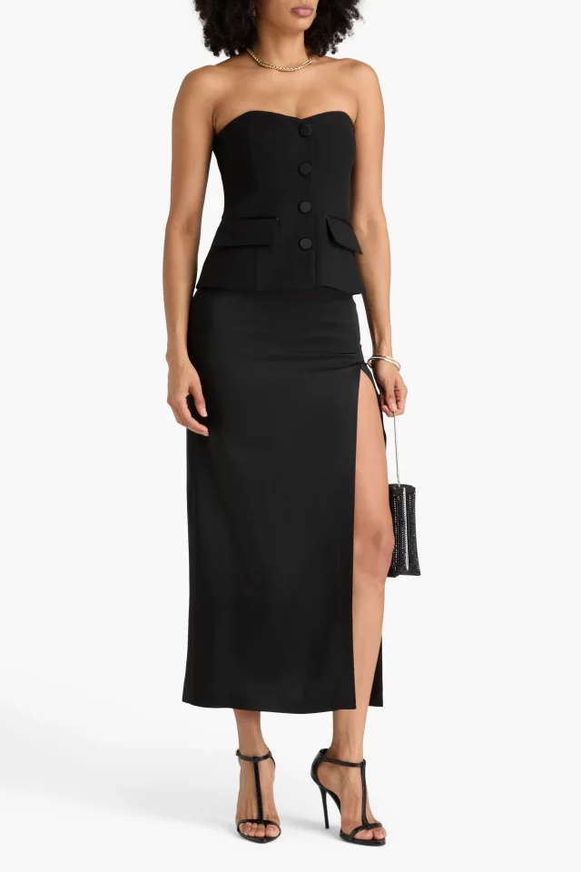 Veronica Beard Arlette Strapless Crepe Bustier Top in Black, photo 2 of 8 from THE OUTNET
