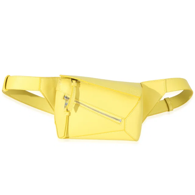 Loewe Yellow Calfskin Mini Puzzle Edge Bumbag Leather Handbag in Yellow Calfskin from HEWI