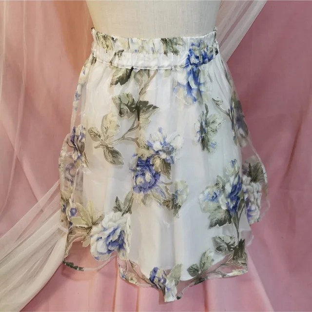 Audemars Piguet Rose Skirt Small Floral Party Prom Casual Flared Ma*Rs Gyaru Gal Style Y2k in blue from Poshmark