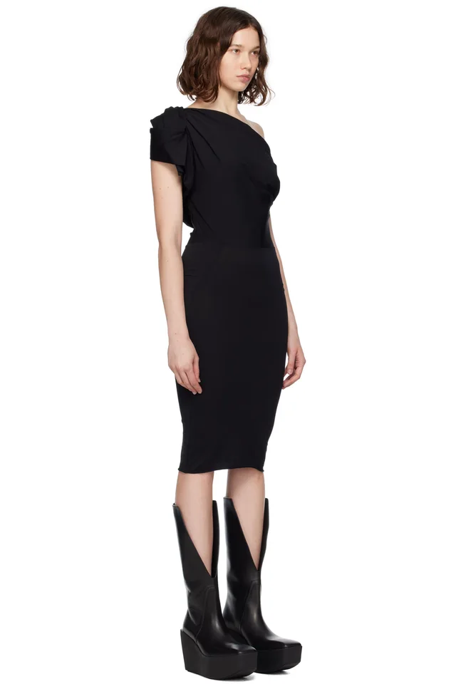 Rick Owens Black Concordians Twist Minidress, photo 2 of 4 from SSENSE
