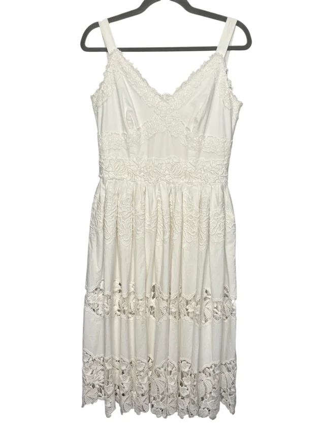 Dolce & Gabbana Ivory Broderie Anglaise Cotton Midi Dress in White from Revivre
