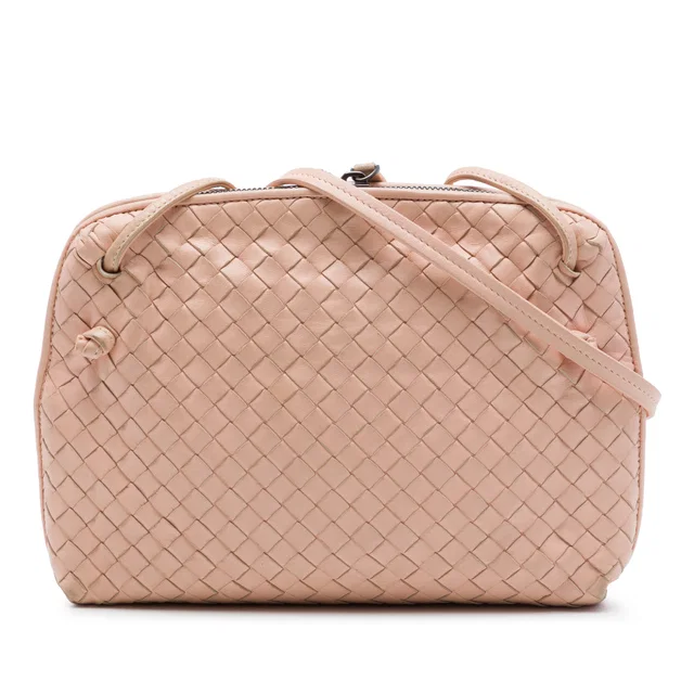 Pink Bottega Veneta Nappa Intrecciato Nodini Crossbody in Pink Nappa leather from Designer Revival