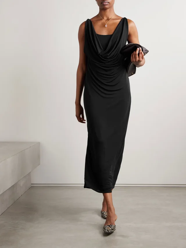 KALLMEYER Odessa draped stretch-jersey midi dress in Black, photo 2 of 2 from NET-A-PORTER (Canada)