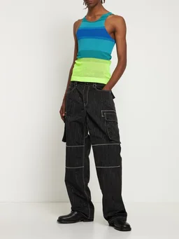 Agr Striped sleeveless t-shirt in 85% Nylon, 15% Elastane, photo 3 of 6 from LUISAVIAROMA