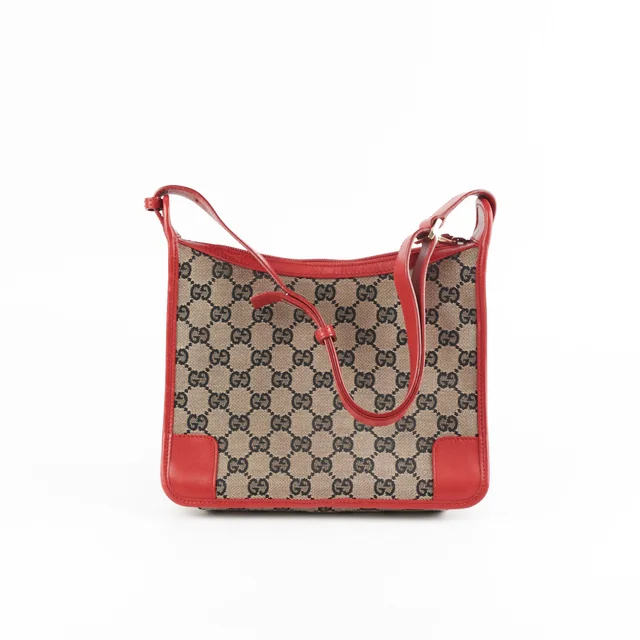 Gucci Monogram Red Shoulder Bag in Red Canvas from The Purse Affair