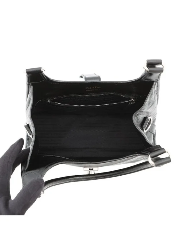 Prada Tote Hobo Leather Black in silver|gray Leather from Poshmark, photo 5 of 9