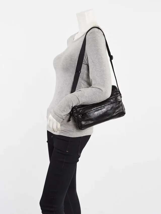 Balenciaga Textured Leather Explorer Camera Crossbody Bag in Black Leather from Yoogis, photo 2 of 8
